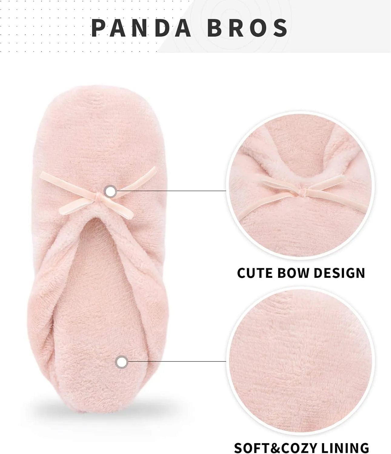 Panda Bros 2 Pairs Women's Ballerina House Slippers, Anti-Skid Comfy Warm Ballet Style Slippers