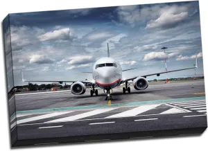 Panther Print Total View Airplane On Airfield With Dramatic Sky Canvas Art Print Poster 30"X 20" Inches 76.2 x 50.8 cm