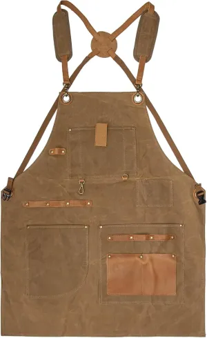 peacechaos Work Apron with Tool Pockets - Heavy Duty Shop Apron for Woodworkers, Mechanics, Blacksmiths, Carpenters for Gift