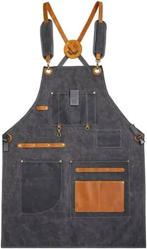peacechaos Work Apron with Tool Pockets - Heavy Duty Shop Apron for Woodworkers, Mechanics, Blacksmiths, Carpenters for Gift