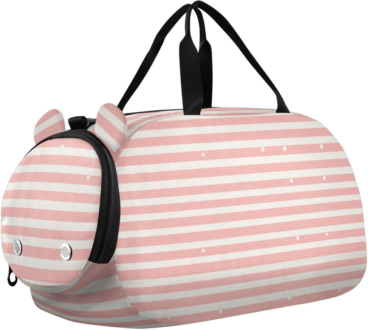 Peach Simple Stripe and Dot Boy's Gym Bag with Shoes Compartment Lightweight Carry On Overnight Bag for School Practice, Sports, Travel