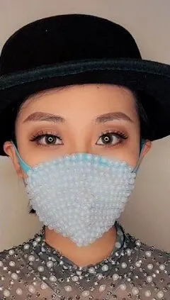 Pearl Rhinestones Mask Male Female Stage Accessories Halloween Party Show Masked Singer Dancer Catwalk Performance Costume Mask