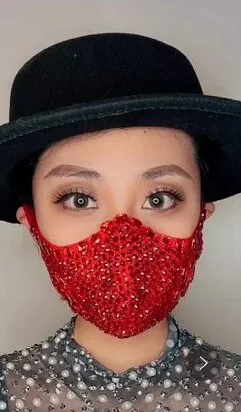 Pearl Rhinestones Mask Male Female Stage Accessories Halloween Party Show Masked Singer Dancer Catwalk Performance Costume Mask
