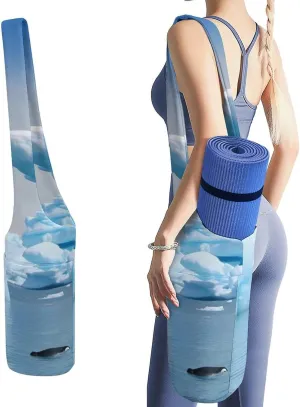 Penguins On The Iceberg Printed Yoga Mat Bag Long Tote with Pockets for Your Yoga Accessories Exercise Yoga Mat Carrier Holder Multi-Functional Storage Bag Holds Most Pilates Mats