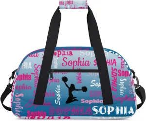 Personalized Cheer Bag Cheerleader Bag Gymnastics Bags, Custom Cheerleader Sport Duffel Gym Bags Travel Overnight Weekender Bags, Blue Gradient