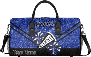 Personalized Cheer Bag, Custom Dance Ballet Bag with Name, Custom Cheer Training Practice Gym Bag Travel Sport Duffel Bag for Women, Dark Blue Glitter