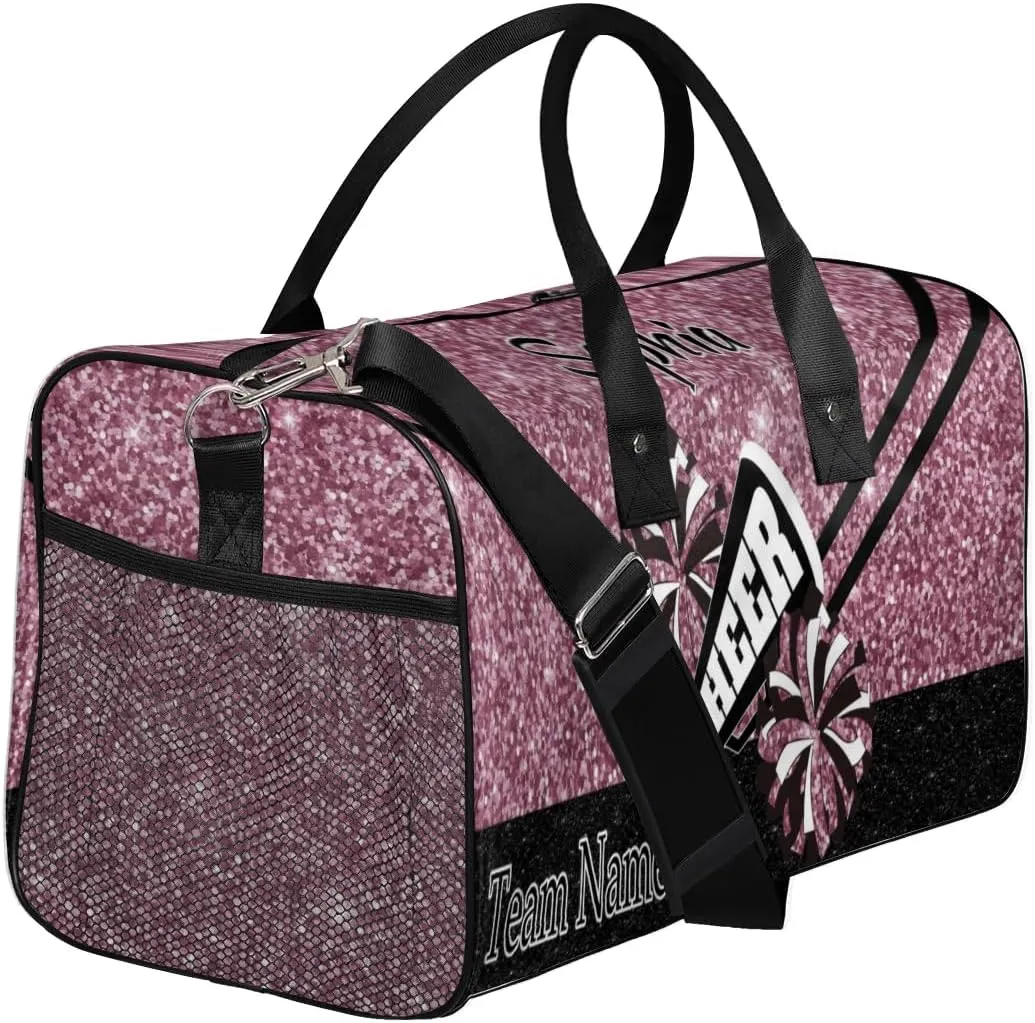 Personalized Cheer Bag, Custom Dance Ballet Bag with Name, Custom Cheer Training Practice Gym Bag Travel Sport Duffel Bag for Women, Dark Pink Glitter
