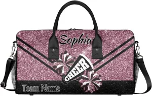 Personalized Cheer Bag, Custom Dance Ballet Bag with Name, Custom Cheer Training Practice Gym Bag Travel Sport Duffel Bag for Women, Dark Pink Glitter