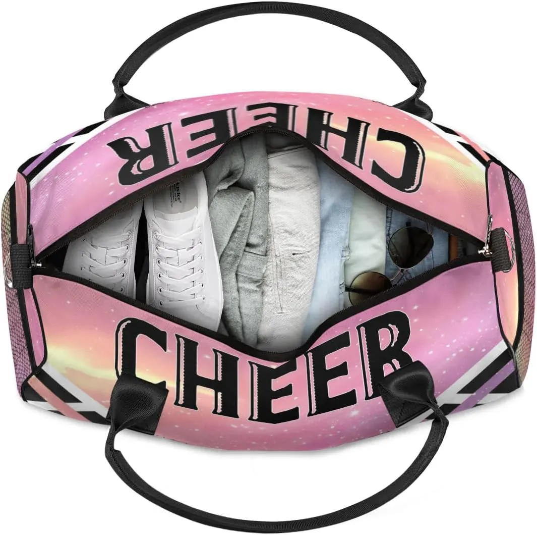 Personalized Cheer Bag for Cheerleader, Custom Sport Duffel Bag with Name Customized Travel Overnight Weekender Bags Dance Bag, Cosmos Rainbows Personalized Cheerleading