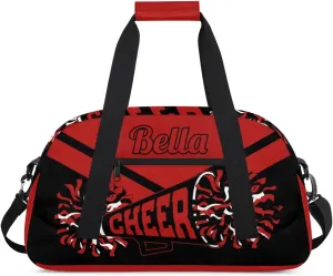 Personalized Cheerleader Duffel Bags - Custom Sport Gymnastics Travel Dance Sleepover Weekender, Red