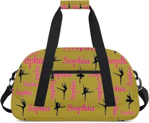 Personalized Dance Bag Ballet Sport Duffel Bag for Dancer Custom Dance Overnight Weekender Bags Brown Personalized Gifts
