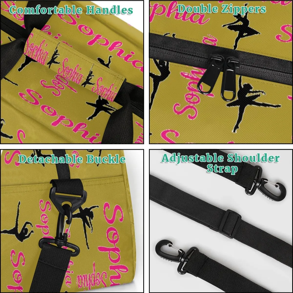 Personalized Dance Bag Ballet Sport Duffel Bag for Dancer Custom Dance Overnight Weekender Bags Brown Personalized Gifts