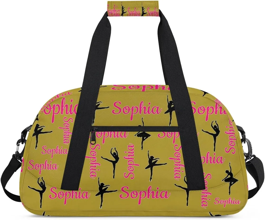 Personalized Dance Bag Ballet Sport Duffel Bag for Dancer Custom Dance Overnight Weekender Bags Brown Personalized Gifts