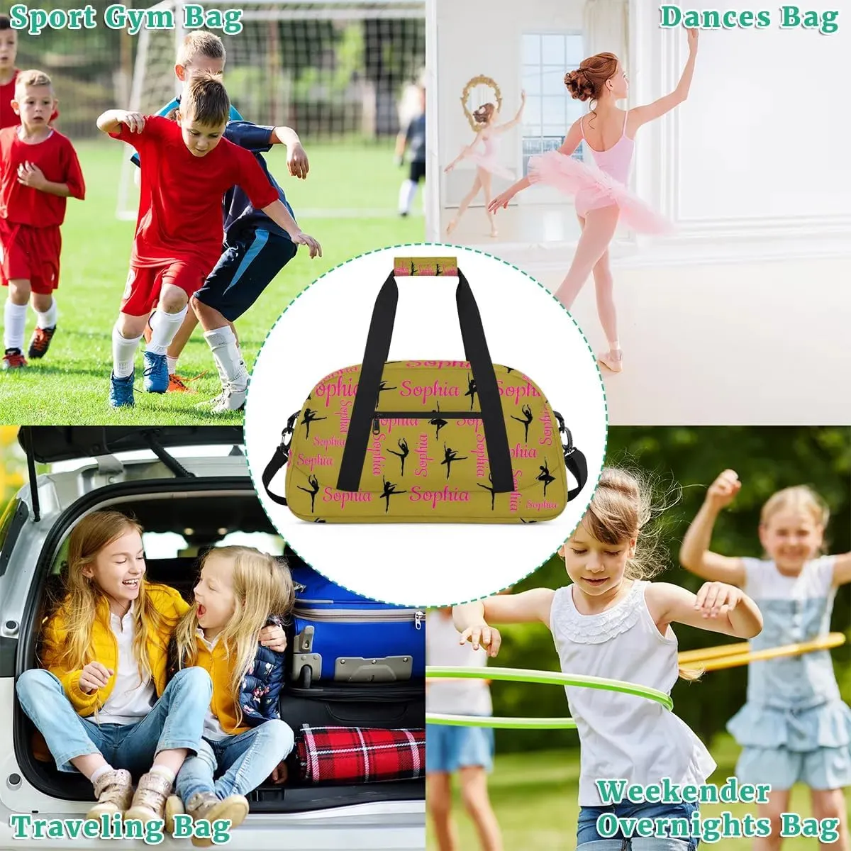 Personalized Dance Bag Ballet Sport Duffel Bag for Dancer Custom Dance Overnight Weekender Bags Brown Personalized Gifts