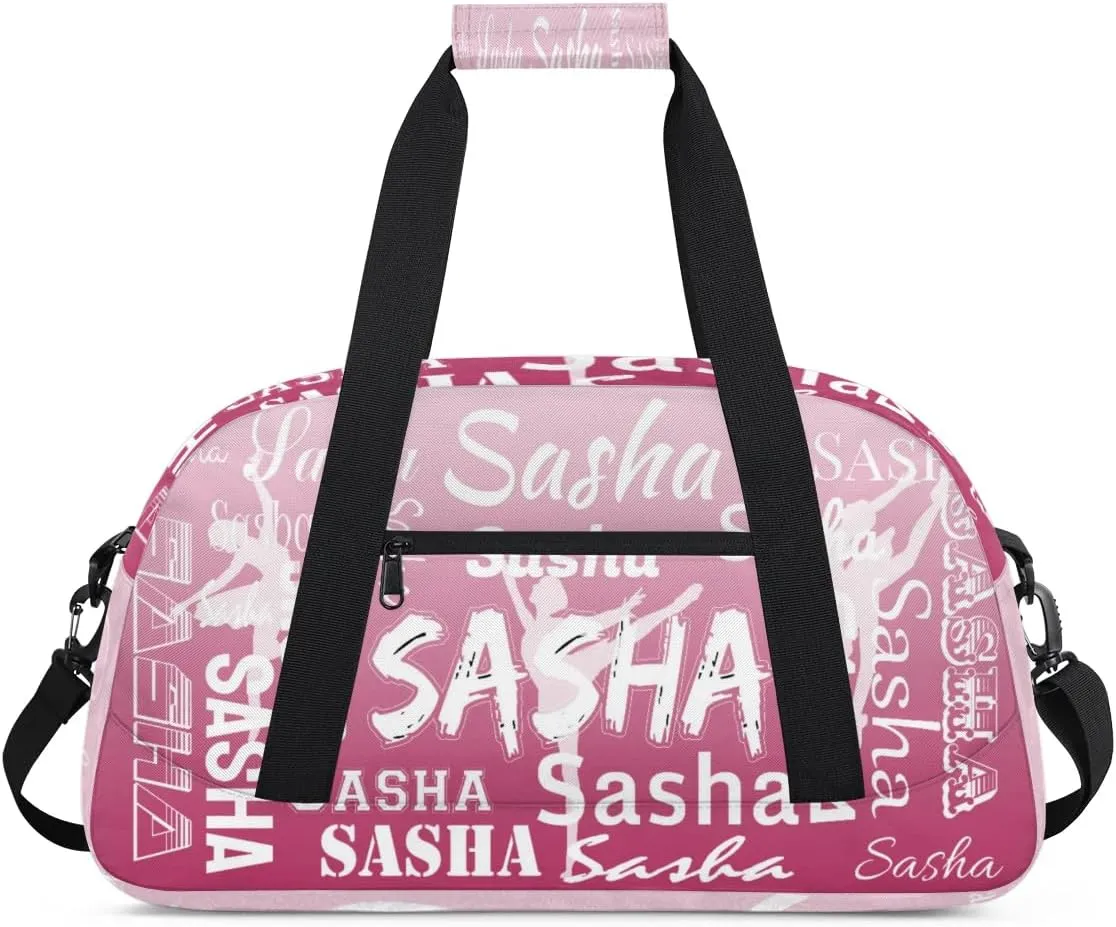 Personalized Dance Duffel Bag Name Cheer Bags, Custom Sport Duffel Gym Bag Weekender Bags for Travel Dark Pink Gradient Gymnastics Bag