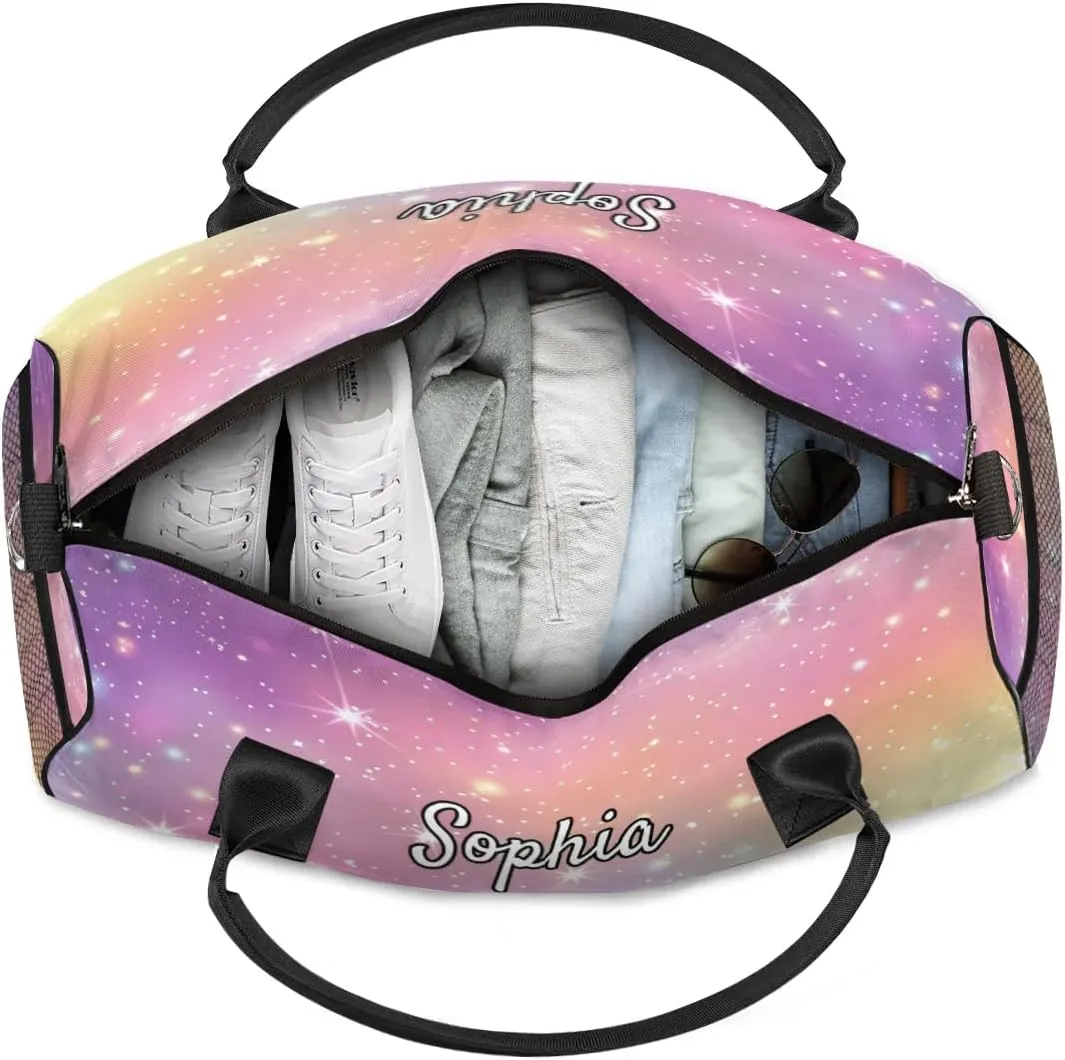 Personalized Gymnastic Bag for Women, Custom Name Sport Duffel Bag Gym Bag Travel Duffle Bag Overnight Weekender Bag, Other Glitter