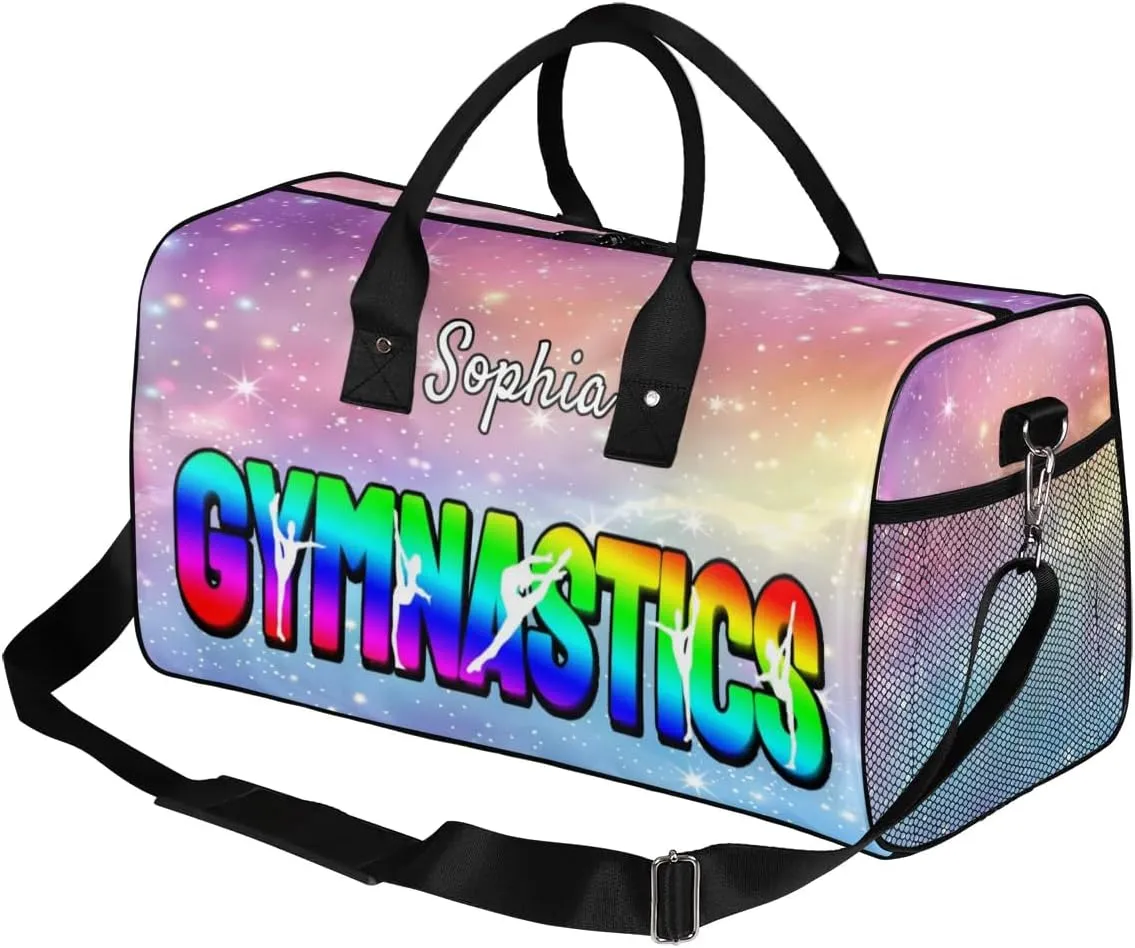Personalized Gymnastic Bag for Women, Custom Name Sport Duffel Bag Gym Bag Travel Duffle Bag Overnight Weekender Bag, Other Glitter
