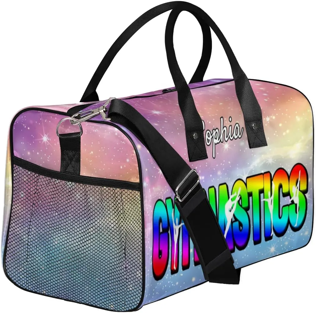 Personalized Gymnastic Bag for Women, Custom Name Sport Duffel Bag Gym Bag Travel Duffle Bag Overnight Weekender Bag, Other Glitter