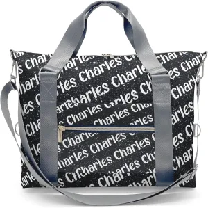 Personalized Initial Travel Duffel Bag,Birthday Gift Bag,Custom Sports Bag, Personalized Weekender Bag,Monogram Overnight Bag Gift,Overnight Weekender Bags Black