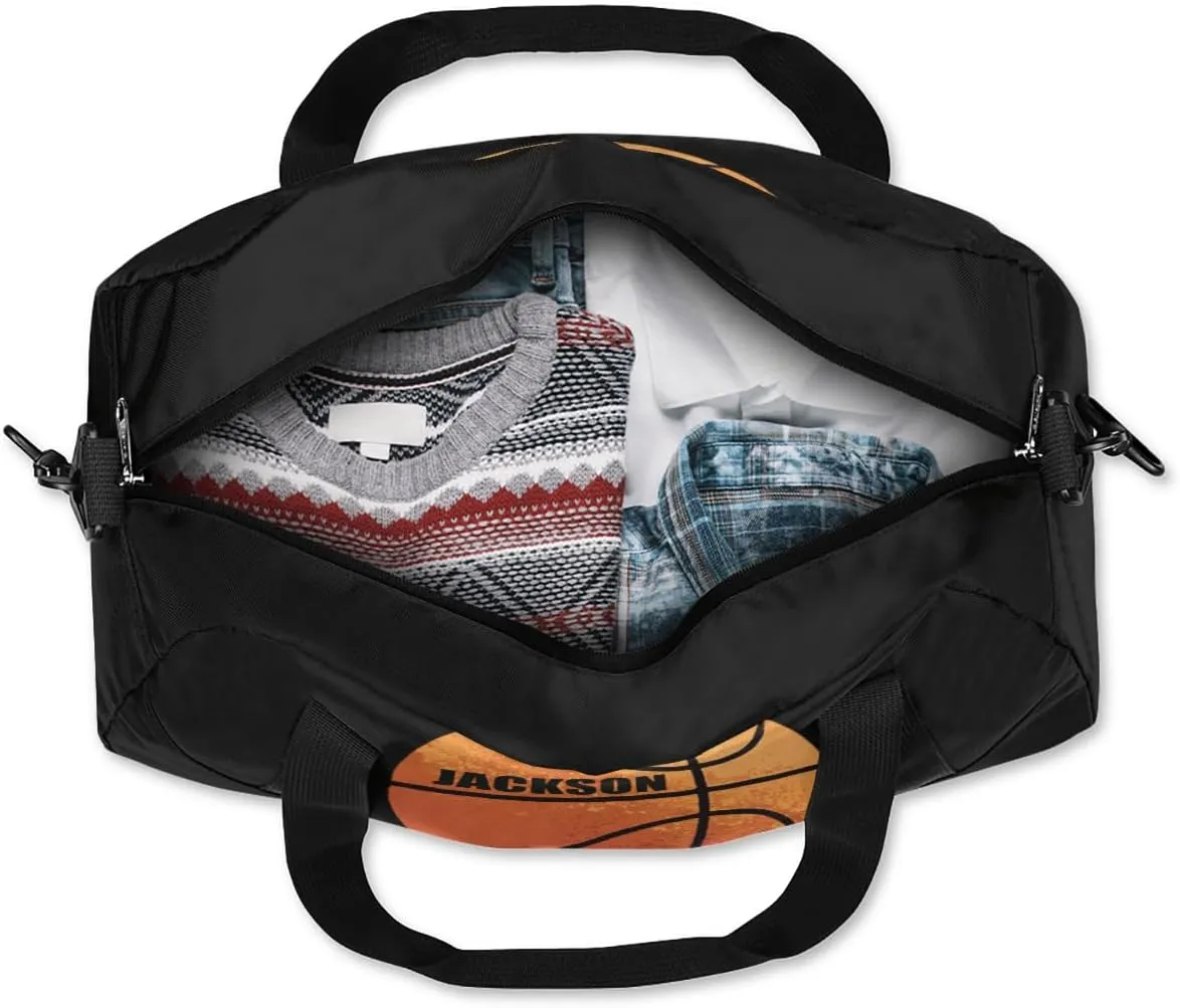 Personalized Kids Gym Bag, Custom Sport Duffel Bag, Dance Bag Weekender Bags Travel Duffel Bag for Boy & Girl Basketball Ball