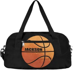 Personalized Kids Gym Bag, Custom Sport Duffel Bag, Dance Bag Weekender Bags Travel Duffel Bag for Boy & Girl Basketball Ball