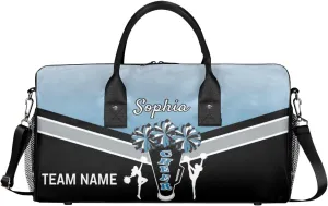 Personalized Name Cheer Bags for Cheerleaders, Custom Travel Duffle Bag, Custom Sports Bag for Women, Cheerleading Overnight Weekender Bag, Blue Gradient