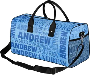 Personalized Name Duffel Bag Sports Gym Bag Dance Duffel Bags with Name Travel Overnight Carry-On Duffel Bag for Women Men, Blue Cracks