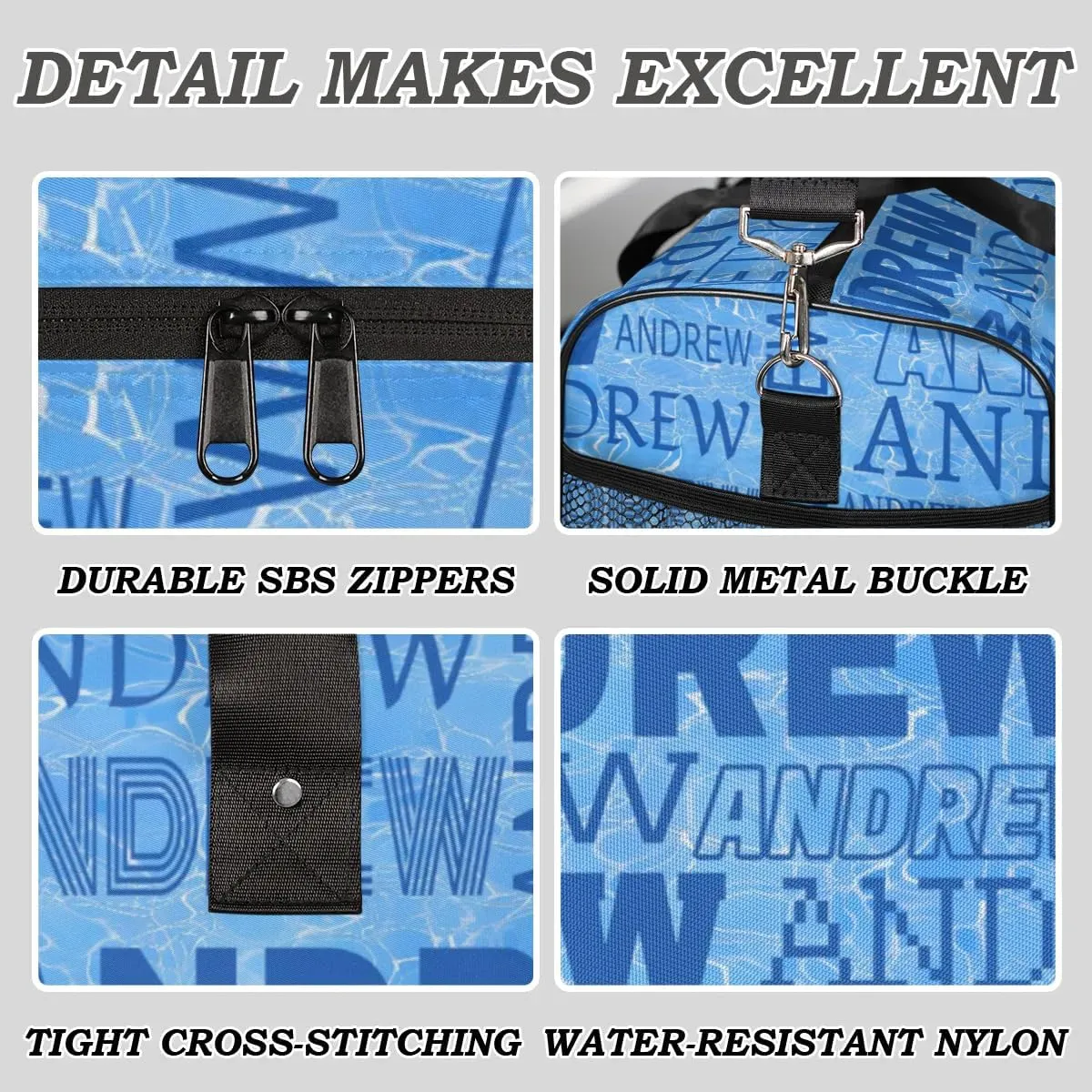 Personalized Name Duffel Bag Sports Gym Bag Dance Duffel Bags with Name Travel Overnight Carry-On Duffel Bag for Women Men, Blue Cracks