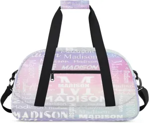 Personalized Name Sports Duffel Bags, Gym Dance Duffel Bag Sleepover Weekender Training Bags Travel Duffel Bag, Colourful Prints