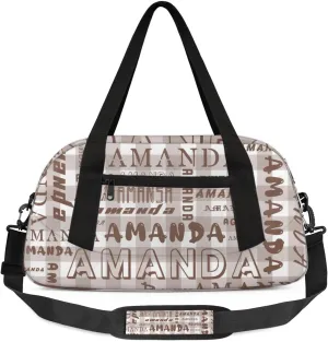 Personalized Sport Dance Bag Custom Boys Gym Bag Girls Ballet Dance Bag Customize Travel Duffle Bag with Name Overnight Weekender Bags (Brown Grid)