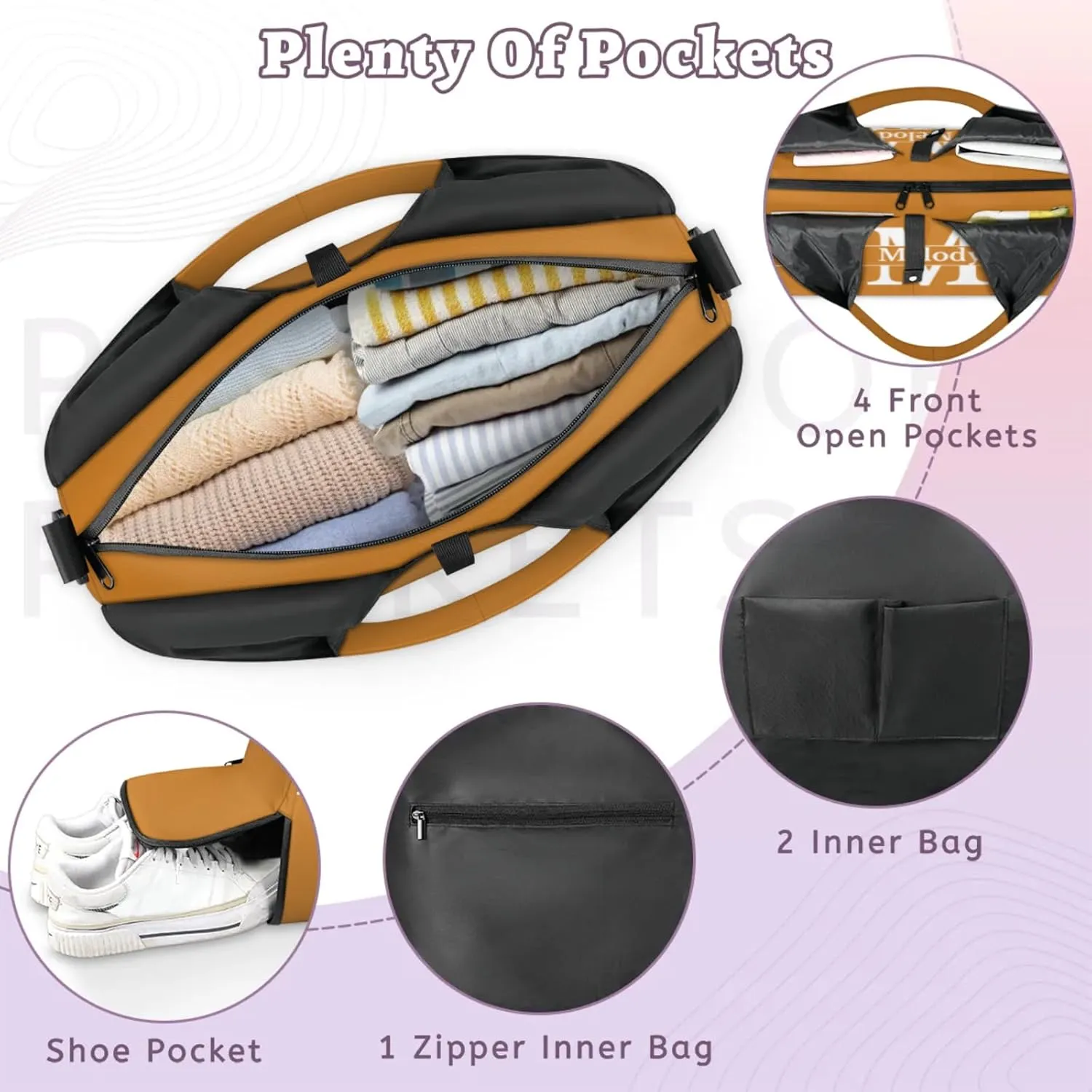 Personalized Yoga Mat Bag with Name Shoe Compartment, Solid Color Initial Letter Travel Tote Sport Gym Duffel Bag
