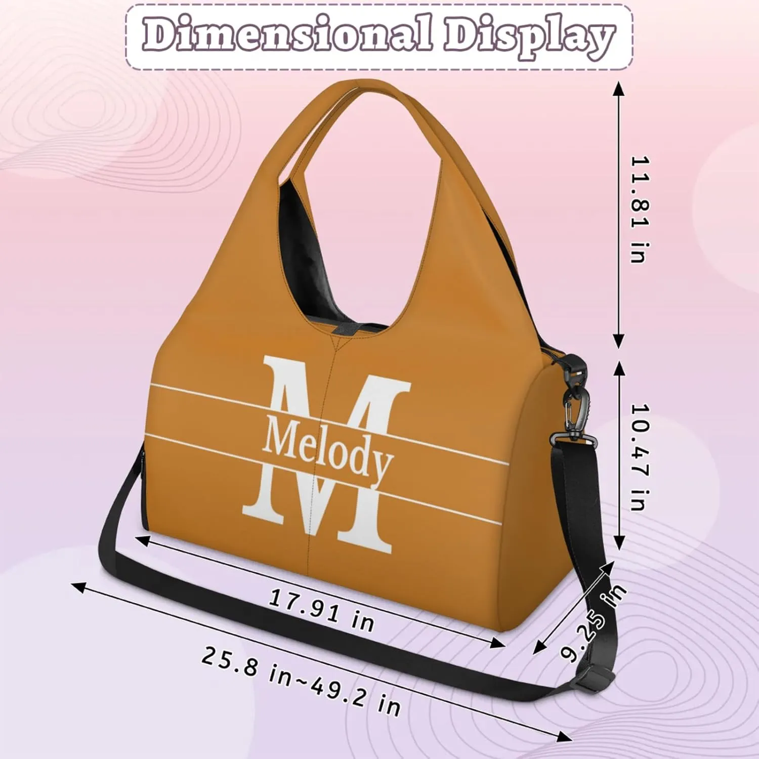 Personalized Yoga Mat Bag with Name Shoe Compartment, Solid Color Initial Letter Travel Tote Sport Gym Duffel Bag