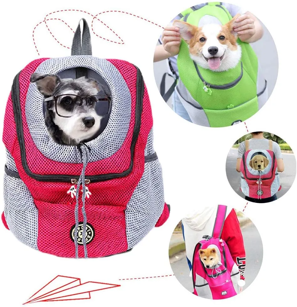 Pet Carrier Backpack for Small Dog cat up to 2~26 lbs, Hands-Free Pet Travel Bag, Breathable Head-Out Design and Waterproof Bottom for Hiking & Travel