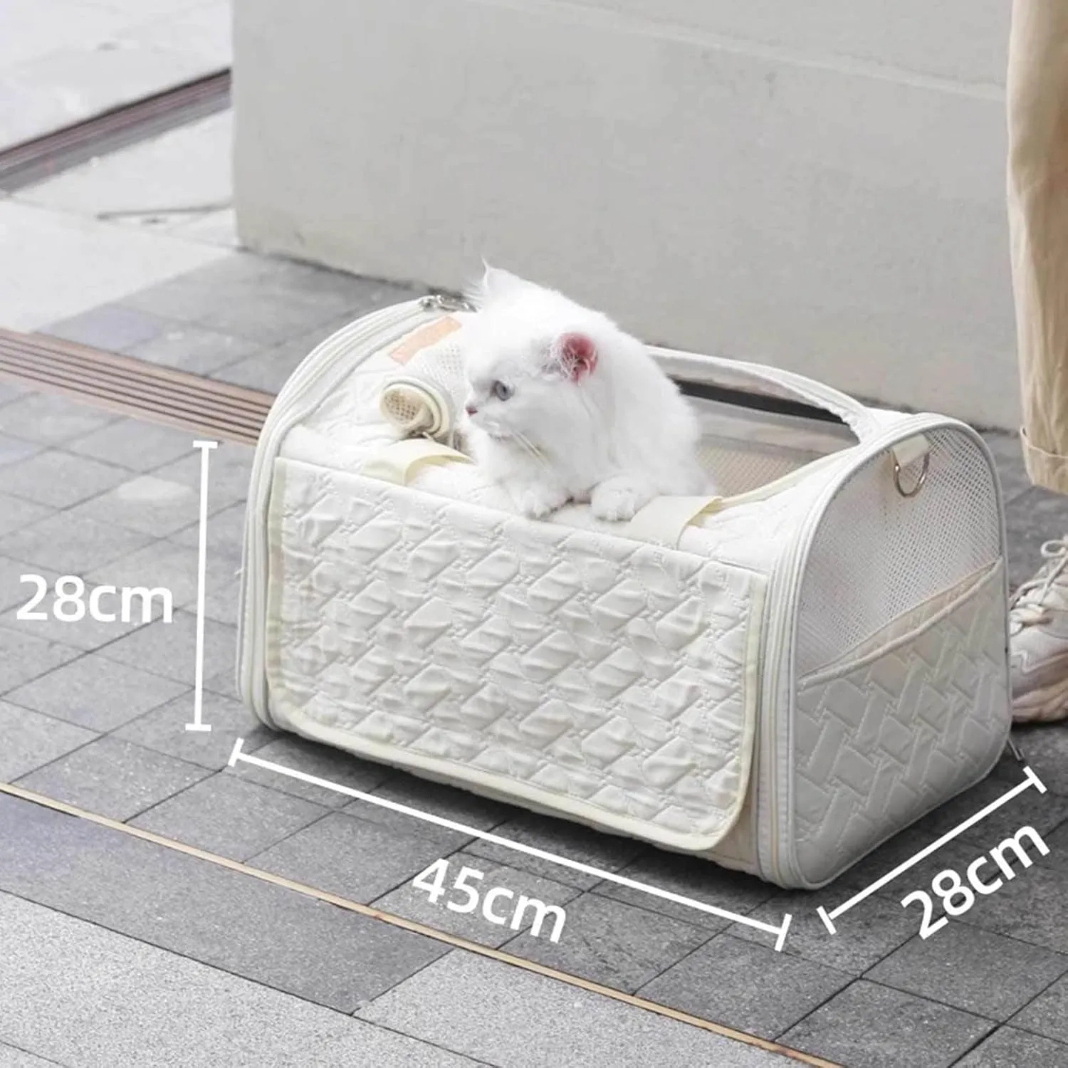 Pet Carriers for Dog Cat Travel - Soft Sided Pet Cat Carrier Bag - Portable Pet Handbag for Small Animal Rabbit Puppy Kitten, 45x28x28cm,B
