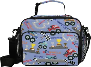 Pfrewn Champions Racer Truck Lunch Box Kids School Students Insulated Lunch Bag with Shoulder Strap for Office Adults Reusable Cooler Bags Lunch Tote
