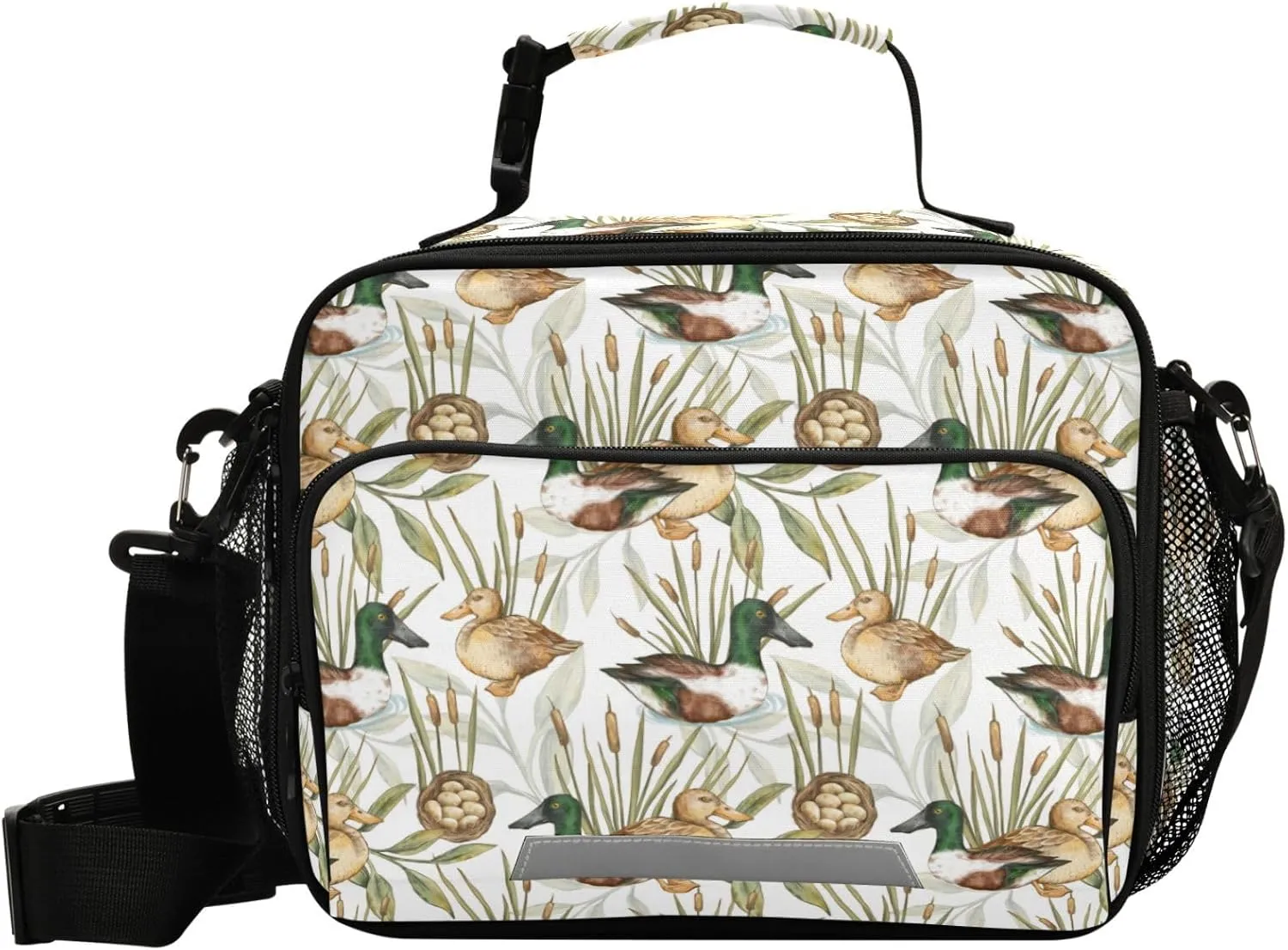 Pfrewn Kids Lunch Bag Wetland Birds Family Cattail Insulated Reusable Lunch Box Girls Boys Cooler Thermal Meal Tote for School Student Picnic Office Work
