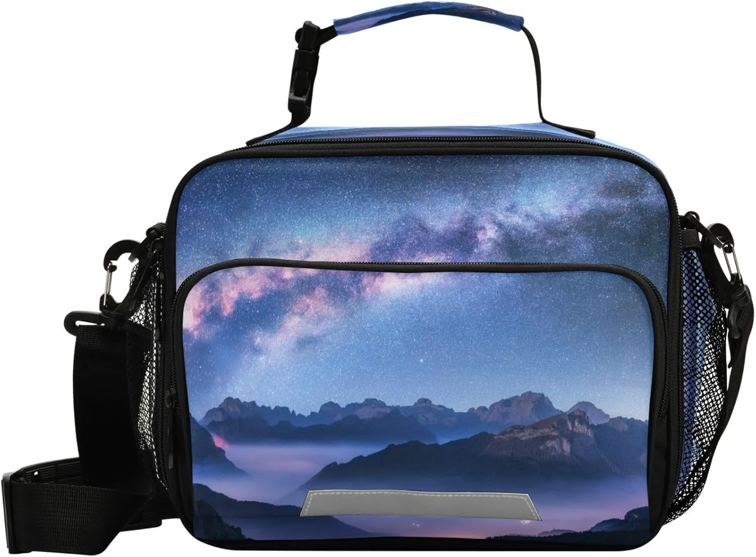 Pfrewn Mountain Fog Galaxy Milky Way Lunch Box Kids School Students Insulated Lunch Bag with Shoulder Strap for Office Adults Reusable Cooler Bags Lunch Tote