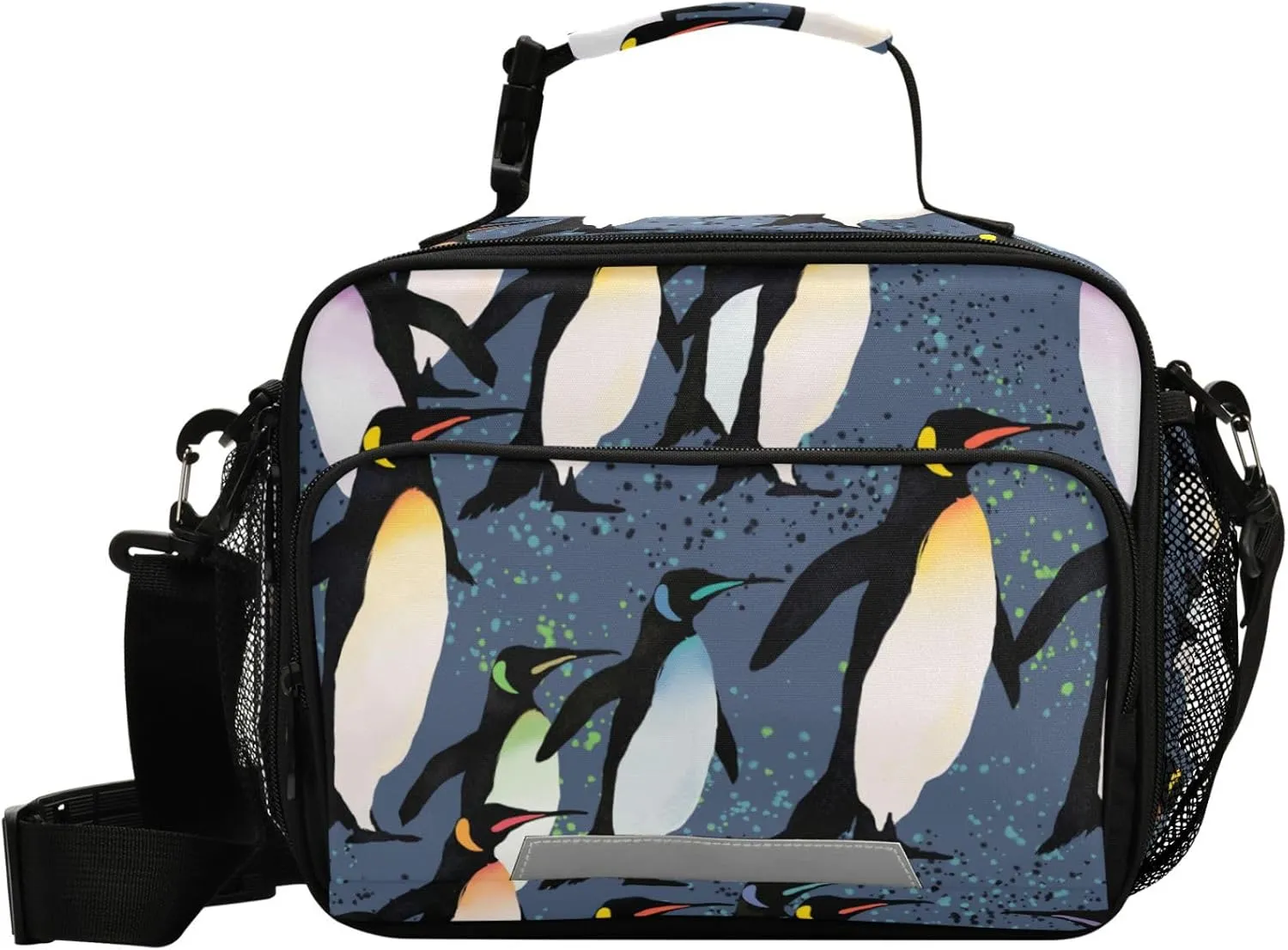 Pfrewn Penguins Flock Lunch Box Kids School Students Insulated Lunch Bag with Shoulder Strap for Office Adults Reusable Cooler Bags Lunch Tote