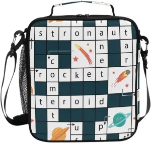 Pfrewn Planet Star Astronaut Lunch Box for Kids Comet Rocket Asteroid Insulated Lunch Bag Reusable Cooler Meal Prep Bags Lunch Tote with Shoulder Strap for Boys Girls School Office Adult