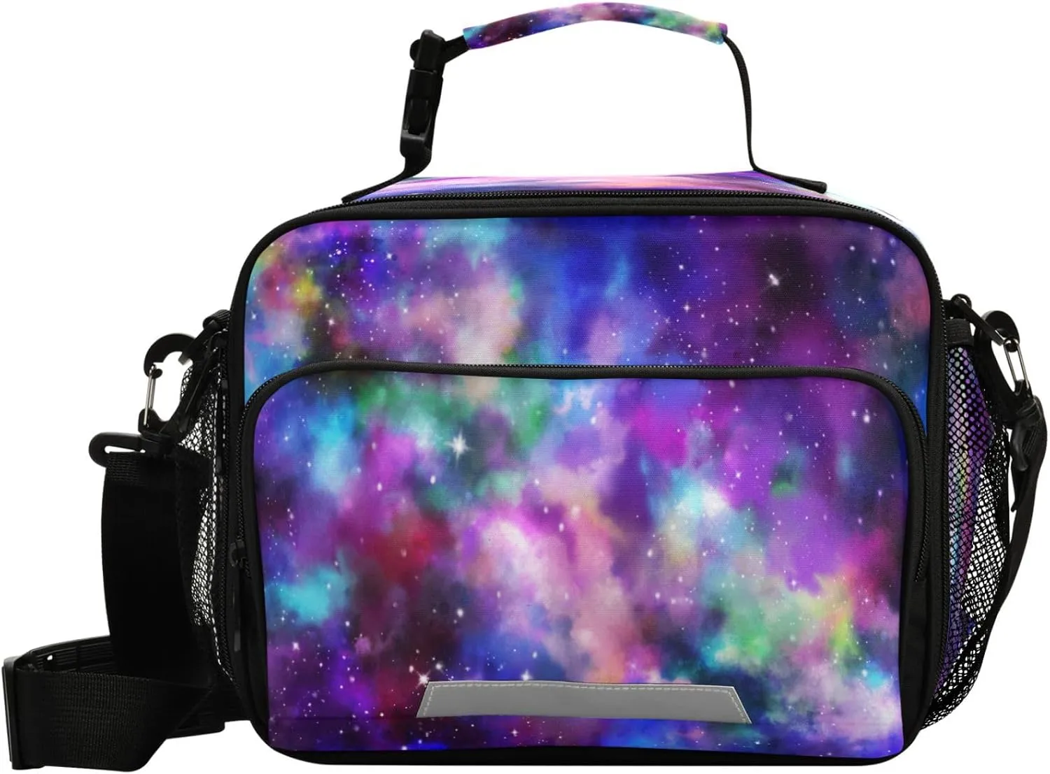 Pfrewn Watercolor Star Galaxy Lunch Box Kids School Students Nebulae Abstract Space Insulated Lunch Bag with Shoulder Strap for Office Adults Reusable Cooler Bags Lunch Tote