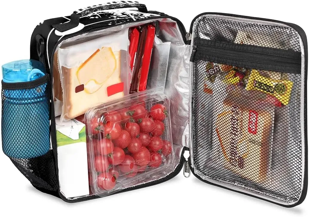 Piano Lunch Bags for Girls Insulated Lunch Boxes Rectangular Waterproof Lunch Tote Bag with Adjustable Shoulder Strap Portable Music Notes Picnic Bag for School Work Outdoor Gifts