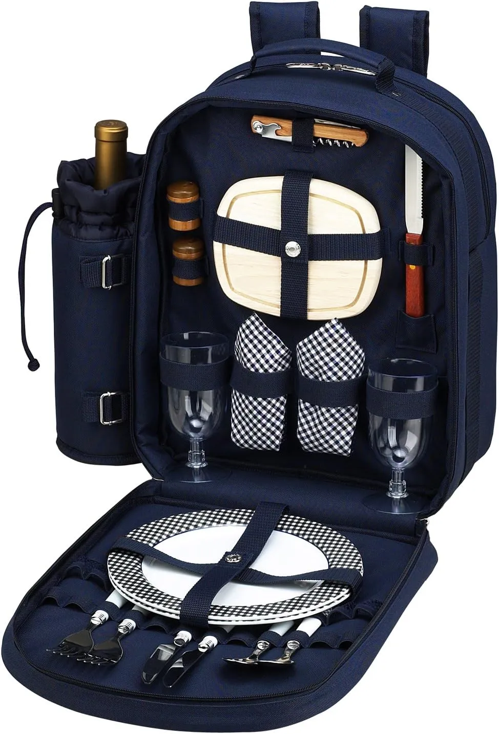 Picnic at Ascot Original Equipped 2 Person Picnic Backpack with Cooler & Insulated Wine Holder- Designed & Assembled in the USA