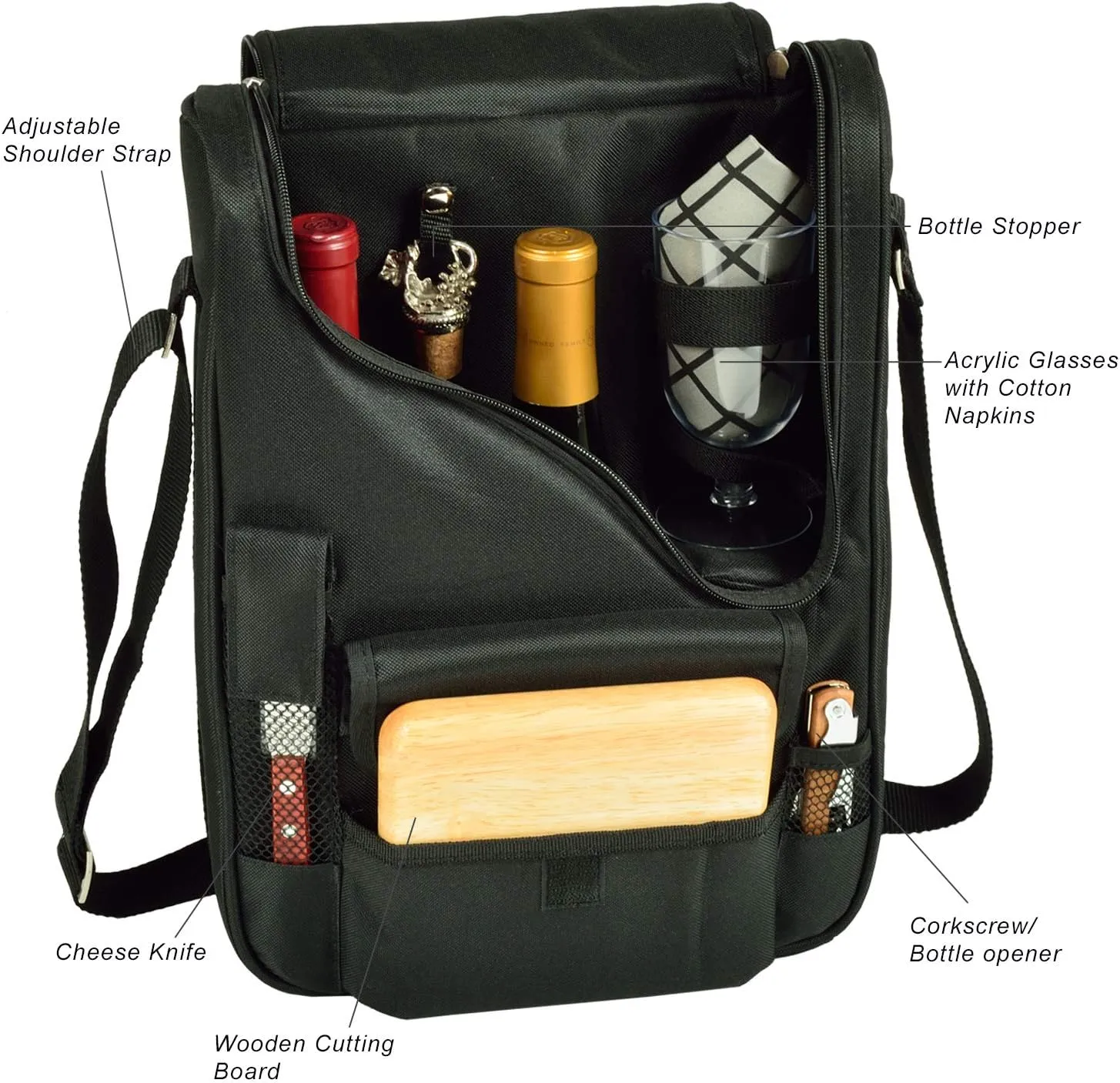 Picnic at Ascot Original Insulated Wine and Cheese Cooler Bag - Designed, Assembled & Quality Approved in the USA