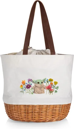 PICNIC TIME Coronado Canvas and Willow Basket Tote, Picnic Tote Bag, Beach Tote