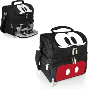 PICNIC TIME Disney Mickey Mouse Pranzo Lunch Bag, Insulated Lunch Box with Utensil Set, Lunch Cooler Bag, (Black), 11 x 7.5 x 12