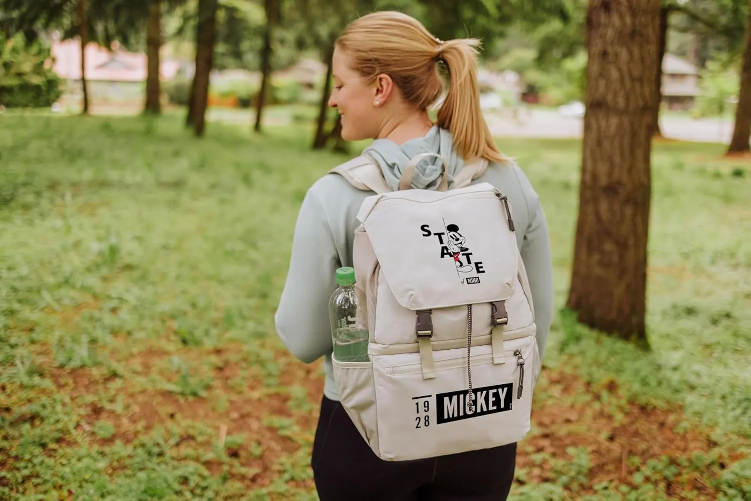 PICNIC TIME Disney Mickey Mouse Tarana Backpack Cooler made with Recycled Material, Soft Cooler Backpack, Cooler Bag, (Halo Gray)