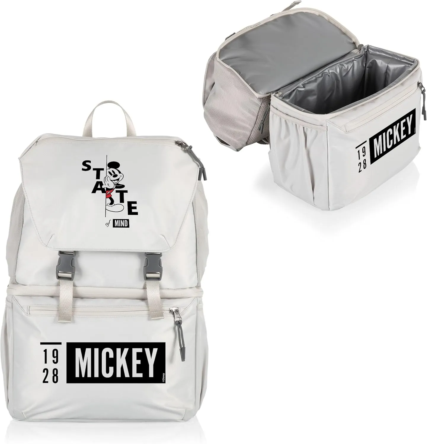PICNIC TIME Disney Mickey Mouse Tarana Backpack Cooler made with Recycled Material, Soft Cooler Backpack, Cooler Bag, (Halo Gray)