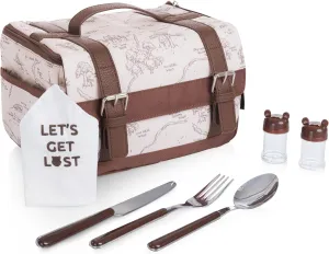 PICNIC TIME Disney Winnie The Pooh Lunch Bag with Utensil Set, Insulated Lunch Bag Cooler with Picnic Set, (Winnie The Pooh Pattern)