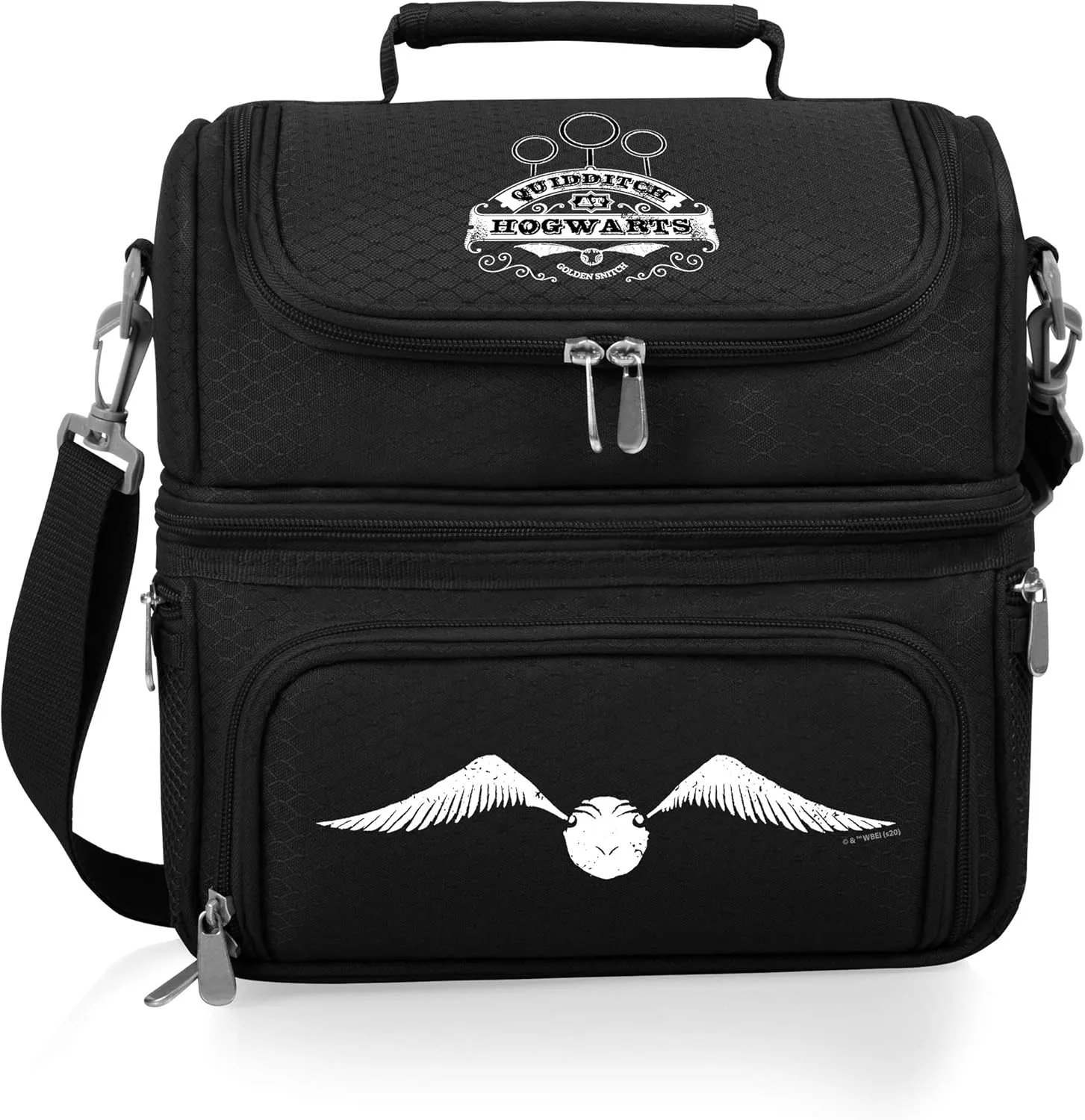 PICNIC TIME Harry Potter Quidditch Pranzo Lunch Bag, Insulated Lunch Box with Utensil Set, Lunch Cooler Bag, (Black), 11 x 7.5 x 12
