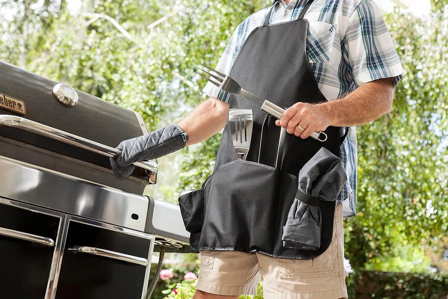 PICNIC TIME NCAA unisex-adult Ncaa Bbq Apron Tote Pro Grill Set